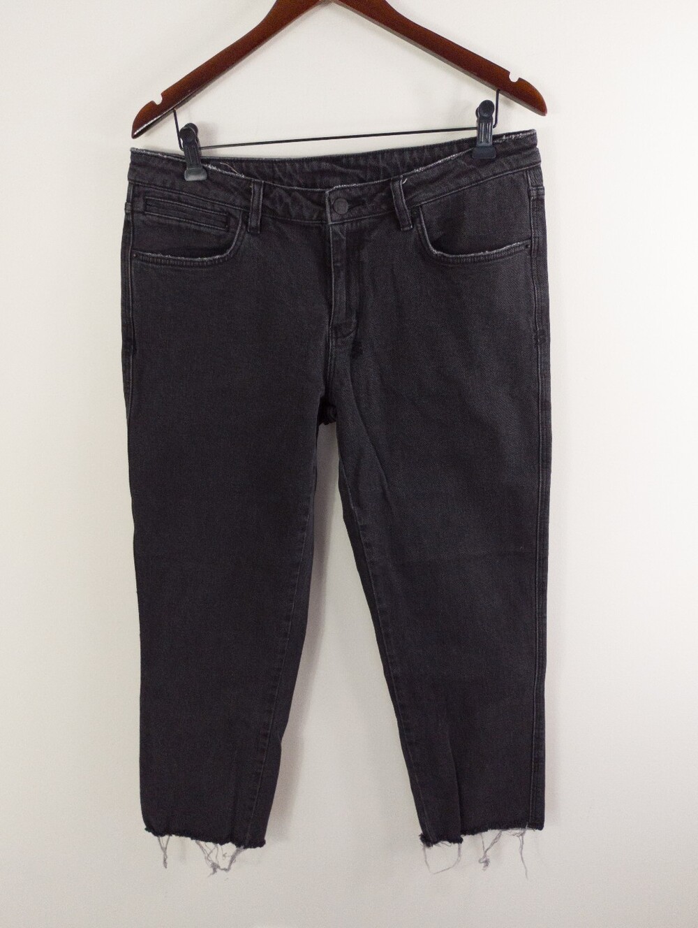 Ksubi Straight N Narrow Black Crow Jeans Raw Hem Size 30